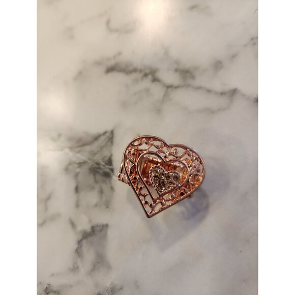 Paparazzi Find It In Your Heart Rose Gold Filigree Heart Ring Adjustable Band - Picture 1 of 4